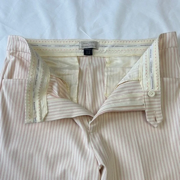 ๐ค Anthropologie Essential Slim Striped Cream Pants Size 12 ๐ค - Picture 11 of 16
